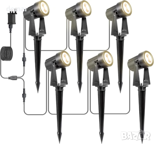 LED градинско осветление Leadleds, 23 метра, 6 х 3W, 3000K топло бяло, IP65