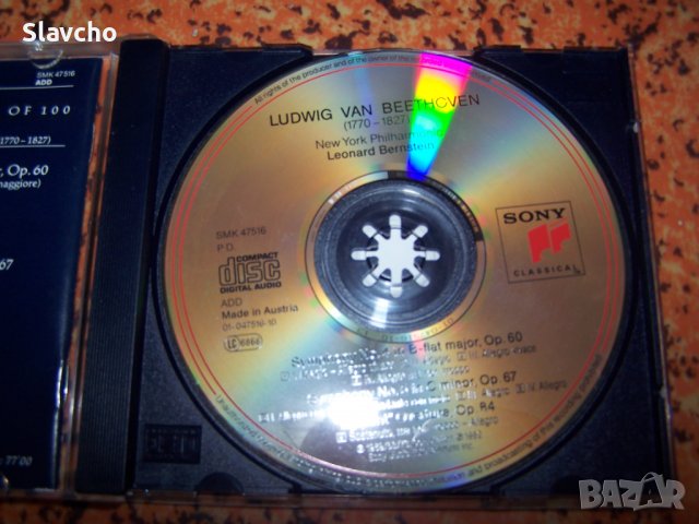 Компакт диск на LEONARD BERNSTEIN/ Beethoven Symphony No.5 Sony CD MINT, снимка 2 - CD дискове - 38076418