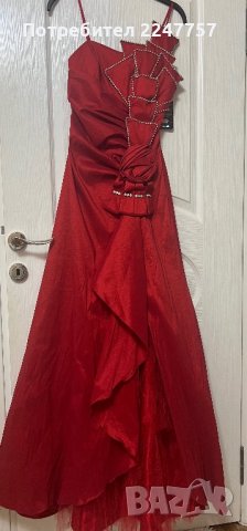 Нова официална дълга червена рокля размер S, снимка 6 - Рокли - 43967502