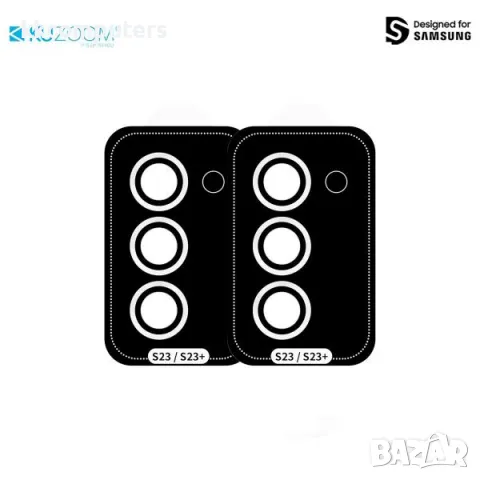 Камера стъклен protector Kuzoom AR rings за Samsung S23 / S23 Plus /Лилав/ Баркод : 2402328, снимка 3 - Резервни части за телефони - 47772321