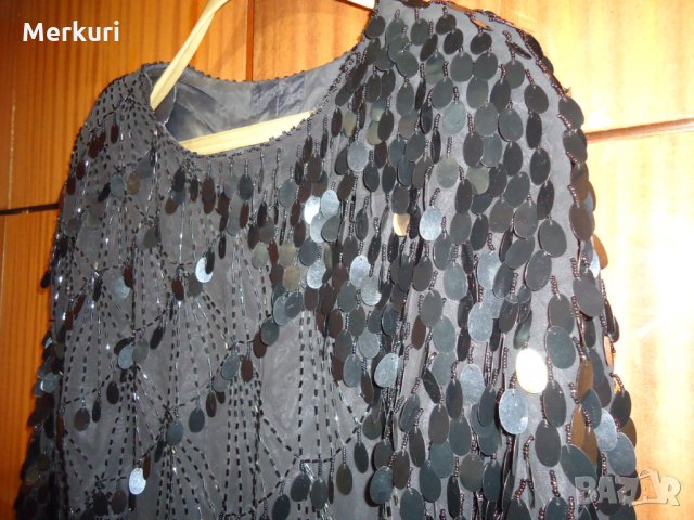 Дамска елегантна черна рокля с пайети, снимка 3 - Рокли - 27340614