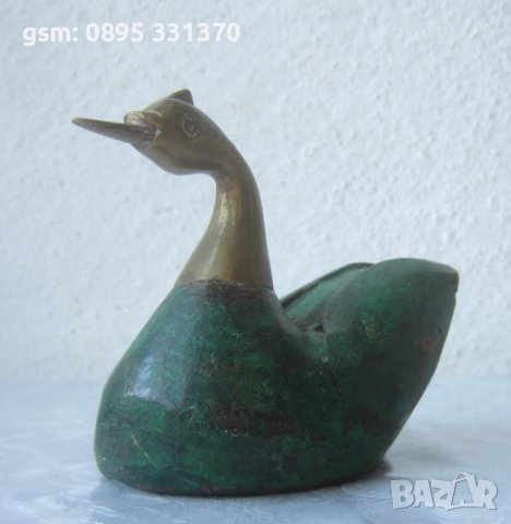 патка бронз и дърво, антика птица, снимка 13 - Статуетки - 40211635