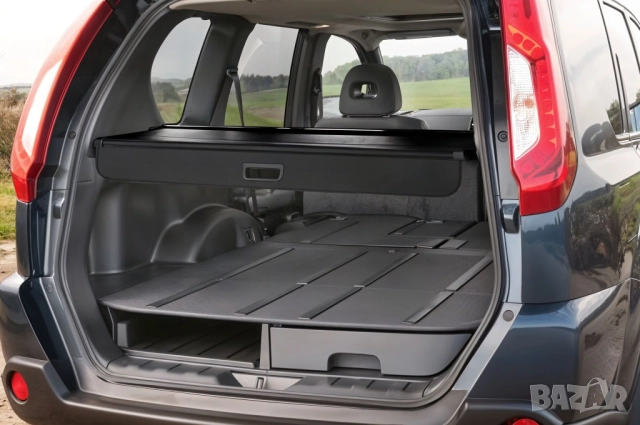 Щора за багажник Nissan X-Trail II T31 2007–2013 – черна, алуминиева касета и PVC плат