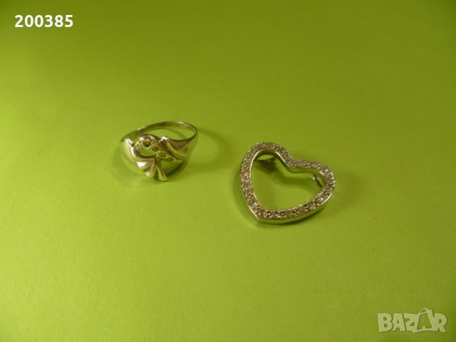 Сребърен комплект с бели кристали, снимка 4 - Бижутерийни комплекти - 35094878