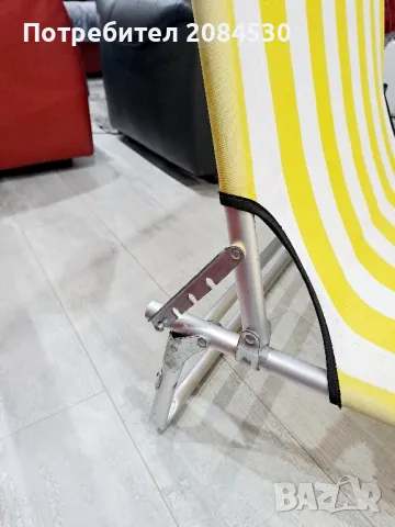 Алуминиев сгъваем шезлонг със сенник 187/62см, снимка 4 - Градински мебели, декорация  - 49705805