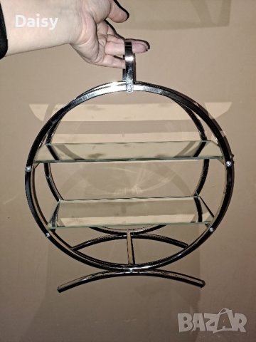 Кръгла етажерка с 2 огледални рафтчета, снимка 4 - Други стоки за дома - 43938870