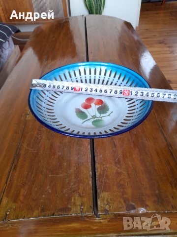 Стара емайлирана чиния,фруктиера #3, снимка 2 - Антикварни и старинни предмети - 36792925