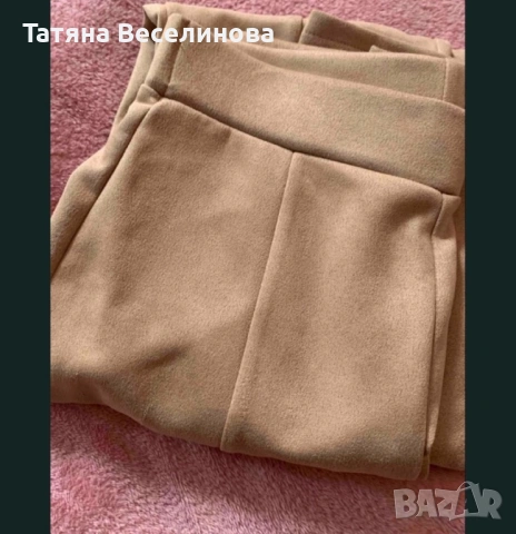 Велурен бежов клин панталон, снимка 6 - Клинове - 53279729