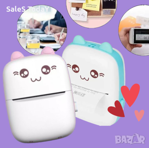 Принтер за телефон, таблет връзка с Bluetooth, мини фото принтер, USB , снимка 1