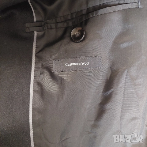Мъжко черно вълнено кашмирено палто Hugo Boss "Stratus3" с нормална кройка размер М-Л , снимка 7 - Палта - 52133504