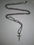 Продавам, Старинен сребърен кръст  с Исус - разпятие Христово с 2 сребърни синджира