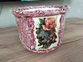 Ръчно декорирана керамична кашпа в стил "винтидж", снимка 1