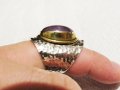 мъжки сребърен пръстен,солиден пръстен голям османски величествен пръстен, турски пръстен и аметист., снимка 3