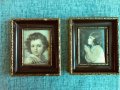2бр френски винтидж картини молещо се момиче и момче щампа върху плат, снимка 5