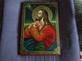 Икона Исус Христос 300х205мм дърво темпера сертификат Огнян Механджиев, снимка 1