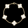 Van Cleef & Arpels VCA 5 Motifs Gold Mother of Pearl Vintage Alhambra Дамска Гривна, снимка 3