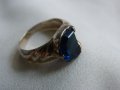 Стар ръчнокован сребърен пръстен със син шпинел, снимка 1 - Пръстени - 38577022