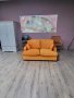 Оранжев диван от плат двойка с функция сън, снимка 1 - Дивани и мека мебел - 43290407