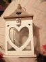 Дървен фенер сърце с метална дръжка, снимка 1 - Други - 37321477