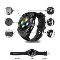 Водоустойчив Смарт часовник Smart watch V8 с bluetooth, камера и SIM карта, снимка 3 - Смарт часовници - 33593703