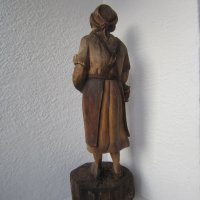57 см. Момиче с петел Невероятна много стара дървена статуя , снимка 8 - Статуетки - 28940369