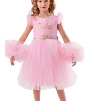 Рокля Барби с понпони, снимка 1 - Детски рокли и поли - 43232213