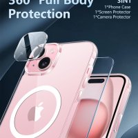 FNTCASE Калъф за телефон за iPhone 15-Plus магнитен прозрачен удароустойчив защитен, снимка 8 - Калъфи, кейсове - 43761508
