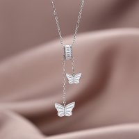 Тотална разпродажба - 50% Сребърно колие "butterfly", снимка 1 - Колиета, медальони, синджири - 39684153