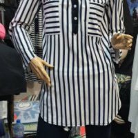 Нова дамска моряшка риза тип туника на тъмносиньо и бяло райе, снимка 7 - Ризи - 28296062