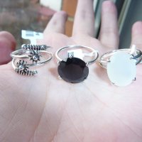 Нов сребърен пръстен със светъл камък, халка 1.85, 1.9, снимка 2 - Пръстени - 43855283