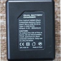 Двойно зарядно устройство за батерии на GoPro Hero 5/6/7/8/2018, снимка 4 - Батерии, зарядни - 43623131