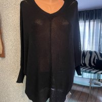 Дамска плетена блуза в черно тип туника, снимка 1 - Блузи с дълъг ръкав и пуловери - 43808165
