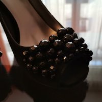 CafeNOIR / Официални италиански обувки на висок ток от естествен велур с червена подметка, снимка 13 - Дамски елегантни обувки - 36905485