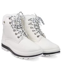 Дамски зимни боти в бял цвят с връзки и цип модел: B3118-2 white, снимка 3 - Дамски боти - 43763594