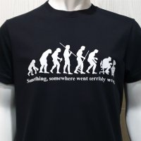 Нова мъжка тениска с трансферен печат Човешка еволюция в черен цвят, снимка 11 - Тениски - 36598981