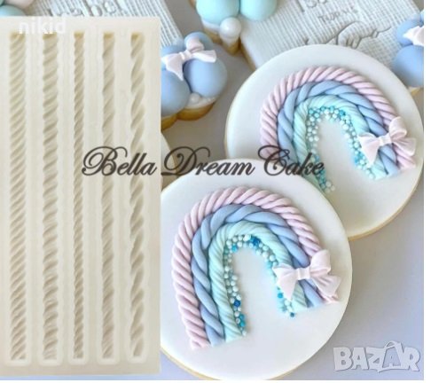5 вида въже въжета макраме ивица кант борд лента силиконов молд форма декорация торта фондан украса, снимка 1
