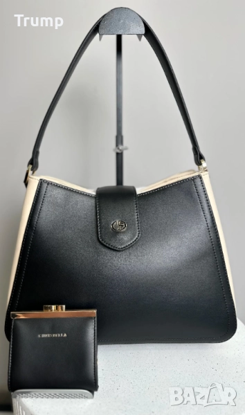 Чанта двуцветна CHRIS BELLA, с подарък портмоне на същата фирма, снимка 1