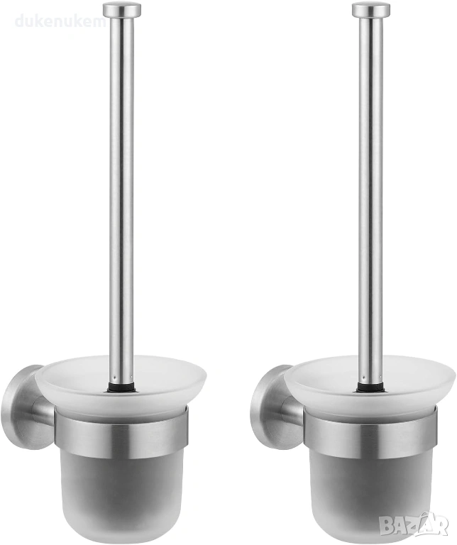 2 броя Стенна четка за тоалетна, без пробиване, неръждаема стомана, снимка 1