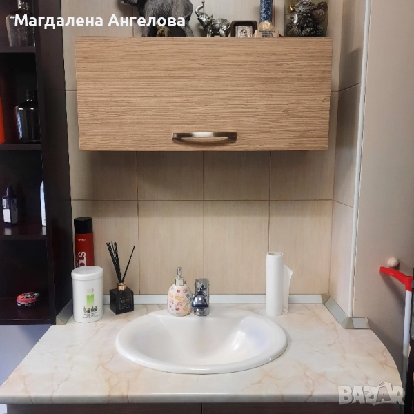 Дървен шкаф - горна и долна част+етажерка, снимка 1