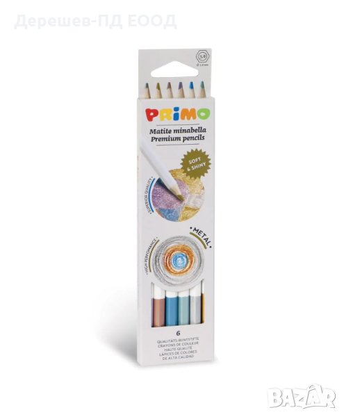 Цветни моливи Primo Minabella Metal, Шестоъгълни, 6 цвята , снимка 1