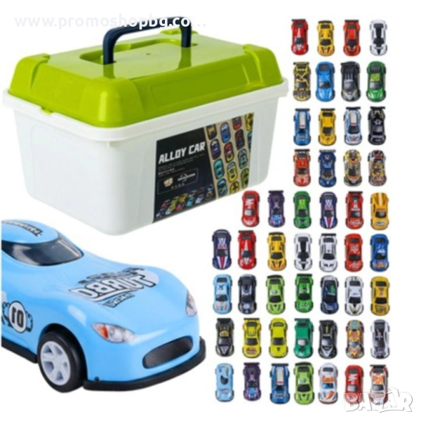 Комплект 50 бр състезателни колички, моторизирани, в кутия, снимка 1