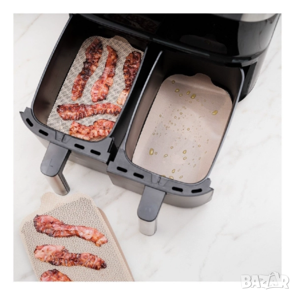 Подложка за Air Fryer двоен, 2ком. с по 2бр. NoStik, 25.6x14.8см.\25.8x14.3см., Правоъгълнa  до 260°, снимка 1