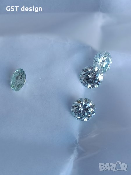 6 мм Мойсанит Диамант Брилянтин фасет Топ Фенси морско син Д Moissanite Diamond , снимка 1
