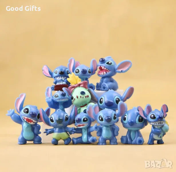 Голям Комплект Фигурки Лило и Стич, 12 броя Фигурки Stitch за торта, снимка 1
