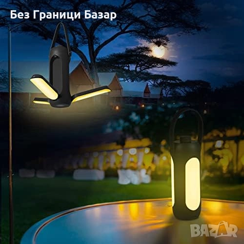 Нова Сгъваема LED лампа с фенер и USB зарядно, 10000mAh батерия, SOS, снимка 1