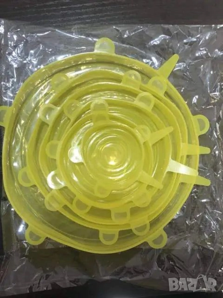 Комплект от 6 броя силиконови капаци за храна, снимка 1