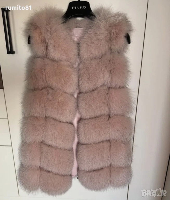 Елек естествен косъм лисица и естествена кожа, снимка 1