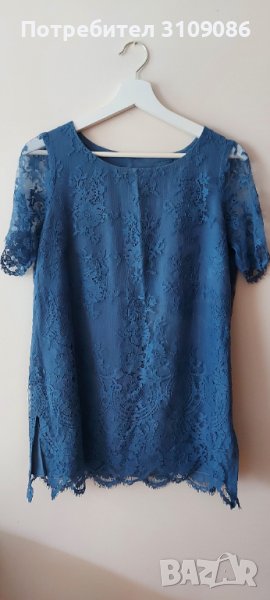 Синя лятна дантелена блуза с подплата, снимка 1