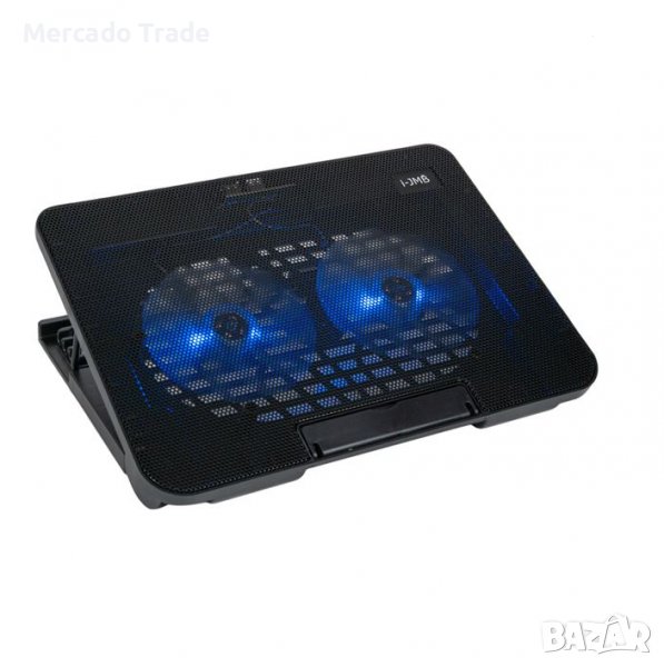 Охлаждаща поставка Mercado Trade, За лаптоп, Led светлина, Черен, снимка 1