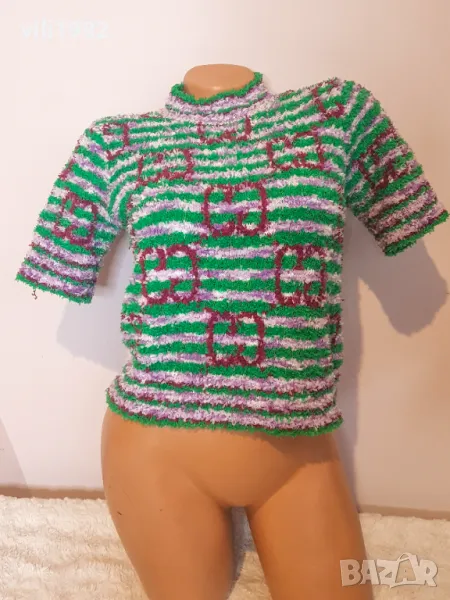 Дамски летен цветен пуловер с къс ръкав Gucci размер S, снимка 1